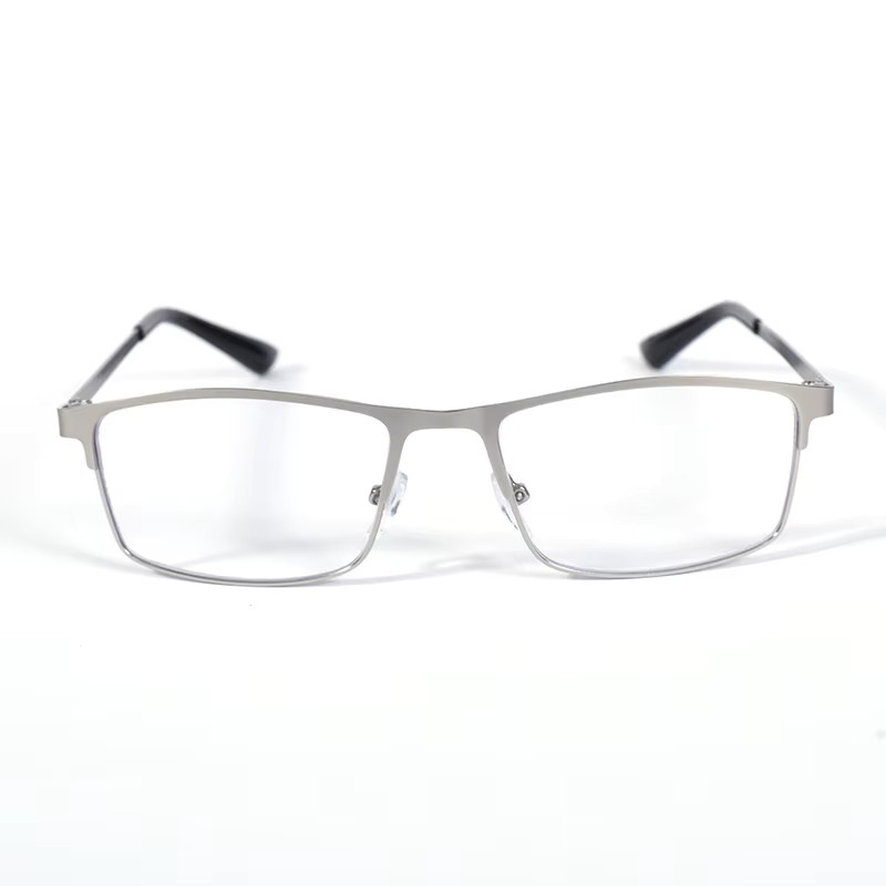 May Flower Lesebrille für Herren, Vollrand, rechteckig, Metall, grau - Bild 1
