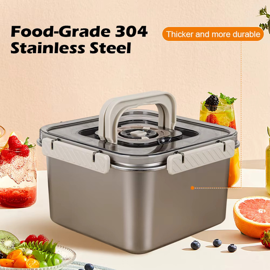 MTM Lunchbox aus 304 Edelstahl in Silber, tragbarer Frischhaltebehälter mit Clip, 1900 ml - Bild 2