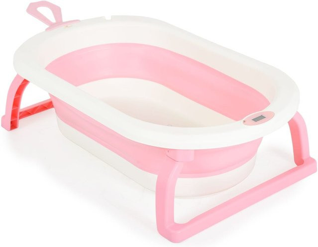 Cangaroo faltbare Babybadewanne Terra mit Digitalthermometer und Wasserablauf in Rosa, Länge: 87 cm - Bild 1