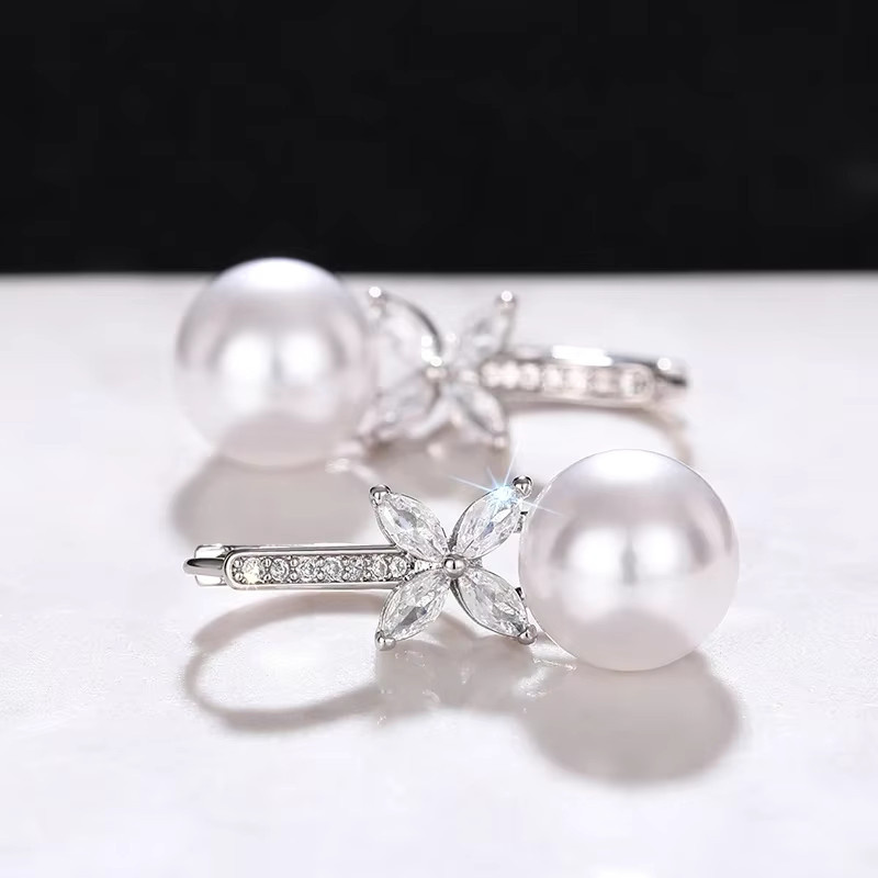 Huitan Ohrringe, Silber, Zirkonia, Perle, Damen - Bild 3