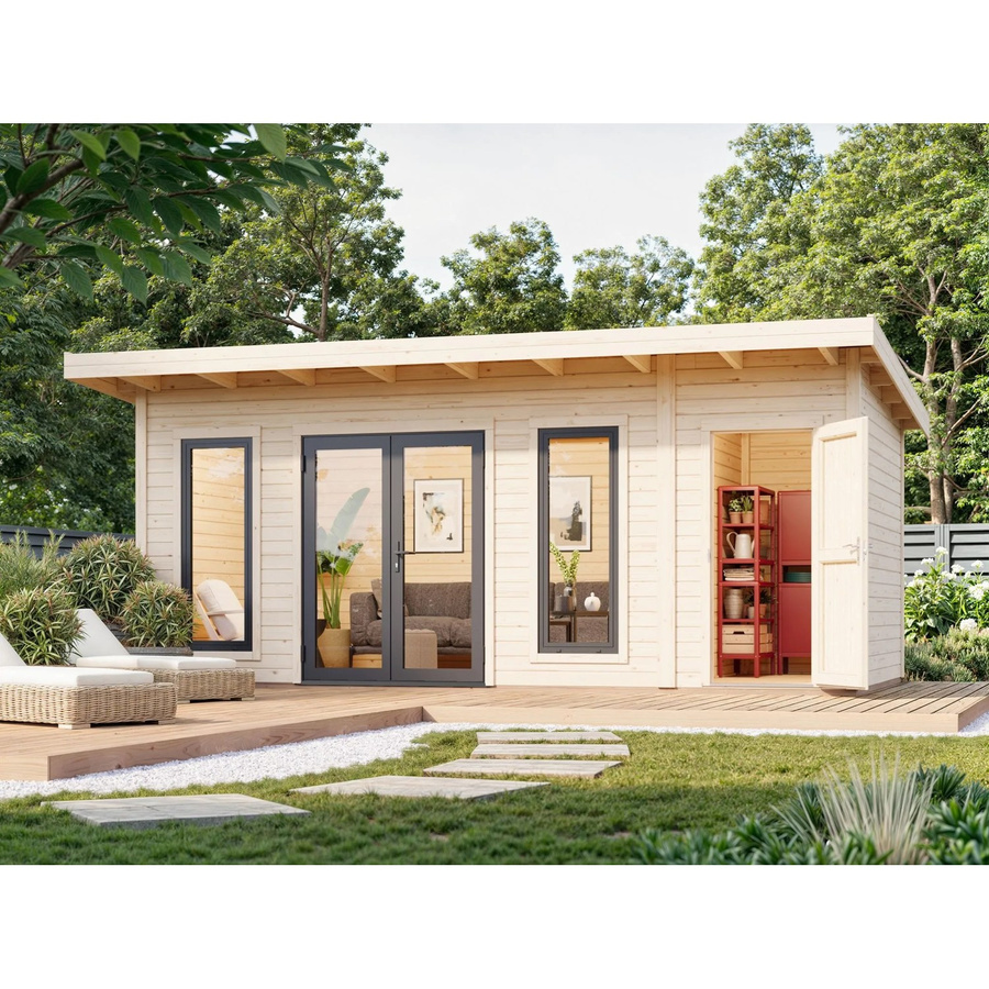 Palmako Gartenhaus Aurelia aus Fichtenholz mit Pultdach in Natur - Bild 2