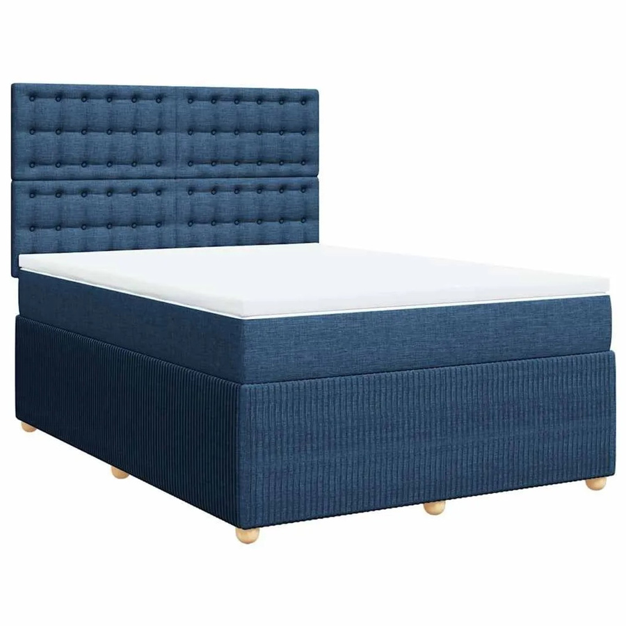 vidaXL Boxspringbett mit Matratze in Blau aus Stoff mit Taschenfederkern B/T: 140 x 200 cm - Bild 2