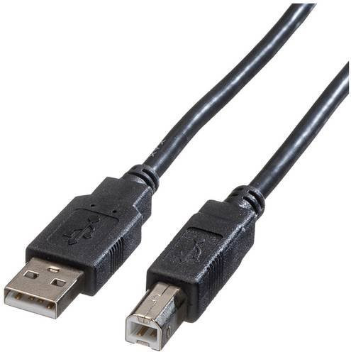 Roline USB 2.0 Kabel mit USB-A und USB-B Stecker Schwarz 0,80 m - Bild 1