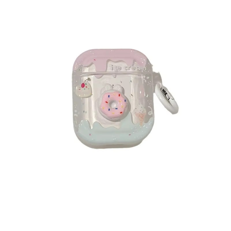 Niedrige Dessert 3D Silikonhülle für Apple AirPods Pro 2, AirPod 1, 2 und 3 mit Ring-Schlüsselanhänger in Multicolour - Bild 2