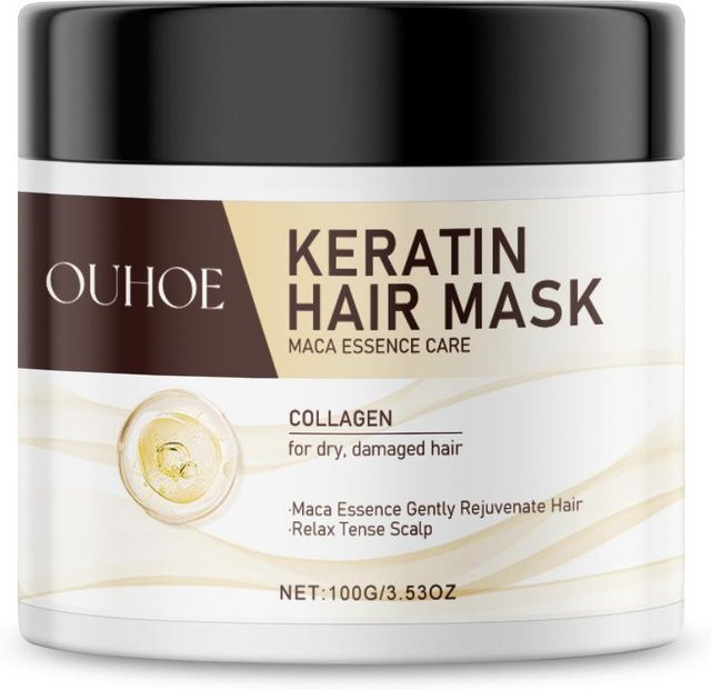 OUHOE Kollagen Haarmaske mit Keratin, 100g, für trockenes strapaziertes Haar - Bild 1