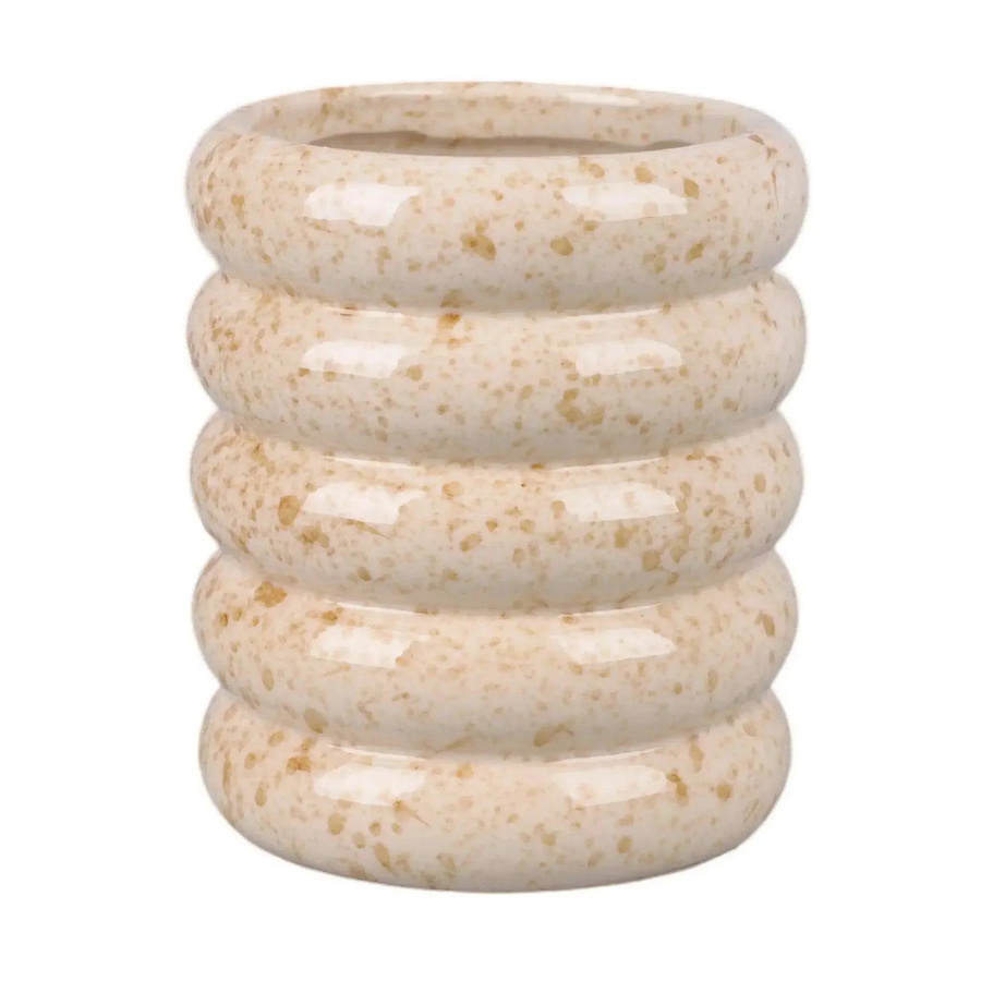 House of Nature Keramiktopf Crossfield beige mit Punktdesign Höhe: 16 cm, Breite: 13 cm, Tiefe: 13 cm - Bild 1