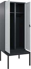 C+P Spind Classic PLUS Schwarz-Weiß-Spind mit integrierter Sitzbank, 2 Abteile, B/T/H: 212 x 80 x 81,5 cm - Bild 1