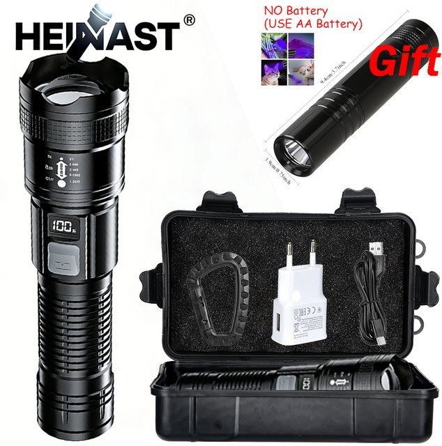 Heinast Wiederaufladbare LED-Taschenlampe und Laterne in Schwarz aus Aluminium und Kunststoff - Bild 1