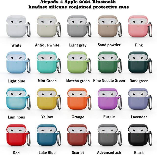 Silikon-Schutzhülle für Apple AirPods Pro (1., 2. und 3. Generation) sowie AirPods (1., 2. und 3. Generation) inklusive Schlüsselring in Grün - Bild 1