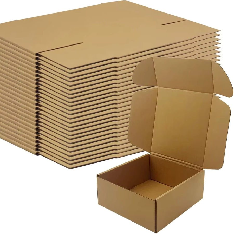 10 quadratische Versandkartons aus Wellpappe in Braun für Verpackung und Umzug - Bild 2