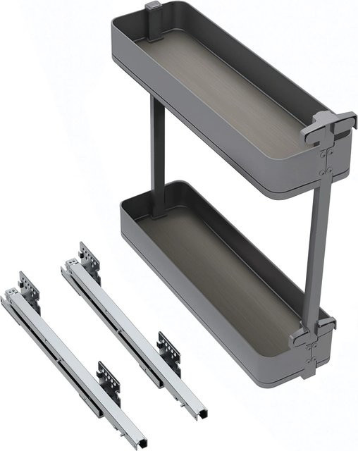 Emuca Flaschenregal Harmony Seitlich Ausziehbar mit Soft-Close Modul, Anthrazitgrau, Stahl und Holz, Breite: 15 cm, Höhe: 80 cm - Bild 1