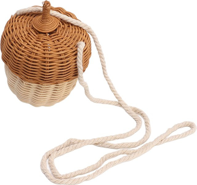 TOPINCN Dekorativer Rattan Aufbewahrungskorb in Eichelform handgewebt - Bild 1