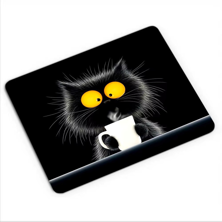 Mairuige Gaming Mauspad Kawaii Kaffee Katze Schwarz Quadrat Rutschfeste Schreibtischmatte aus Gummi - Bild 4