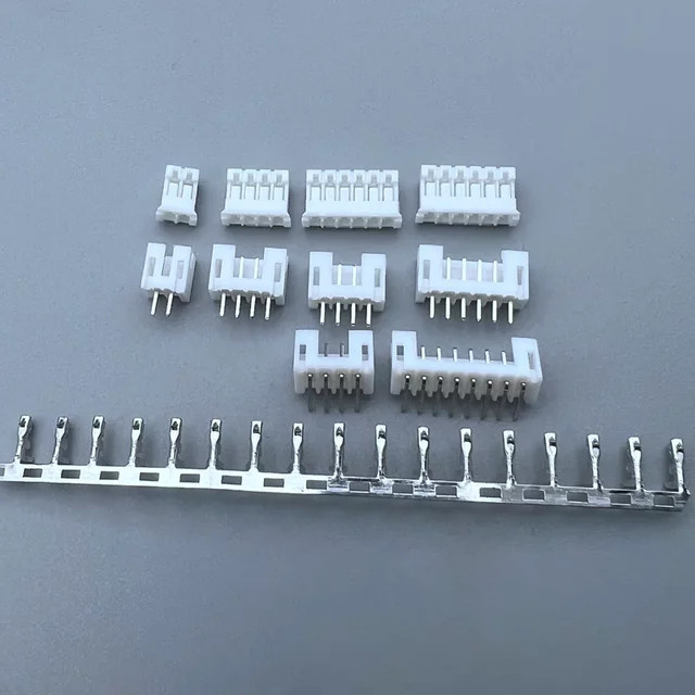 10er Set PH2.0 Pin Header Terminal mit 2,0mm Pitch in Weiß, gerade oder gebogen für 2p bis 12p Gehäuse - Bild 1