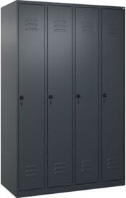 C+P Spind Classic PLUS Garderobenschrank mit 4 Abteilen in Anthrazit, Höhe: 185 cm, Breite: 120 cm, Tiefe: 50 cm - Bild 1