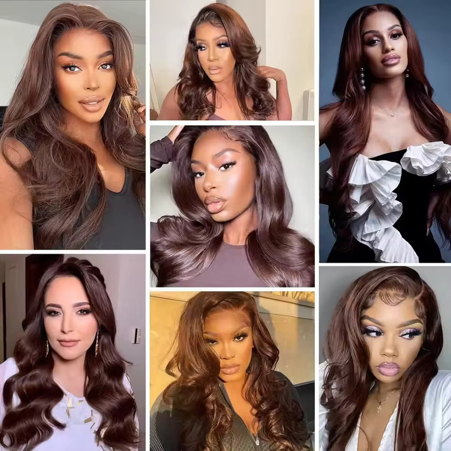 Sooolavely Lace Front Perücke Echthaar, schokoladenbraun, Body Wave - Bild 5