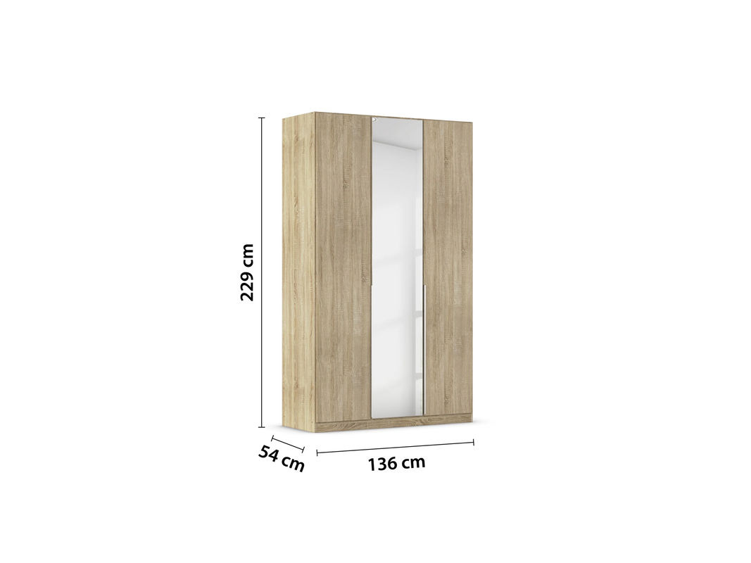 RAUCH Drehtürenschrank Alabama in Eiche Sonoma mit Spiegel, B/T/H: 136 x 54 x 229 cm - Bild 3
