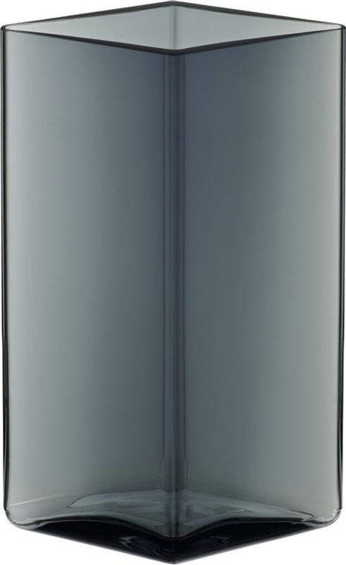 Iittala Ruutu Vase aus Glas in Grau, geometrisches Design für Schnittblumen, B/T/H: 11,5 x 5 x 18 cm - Bild 1