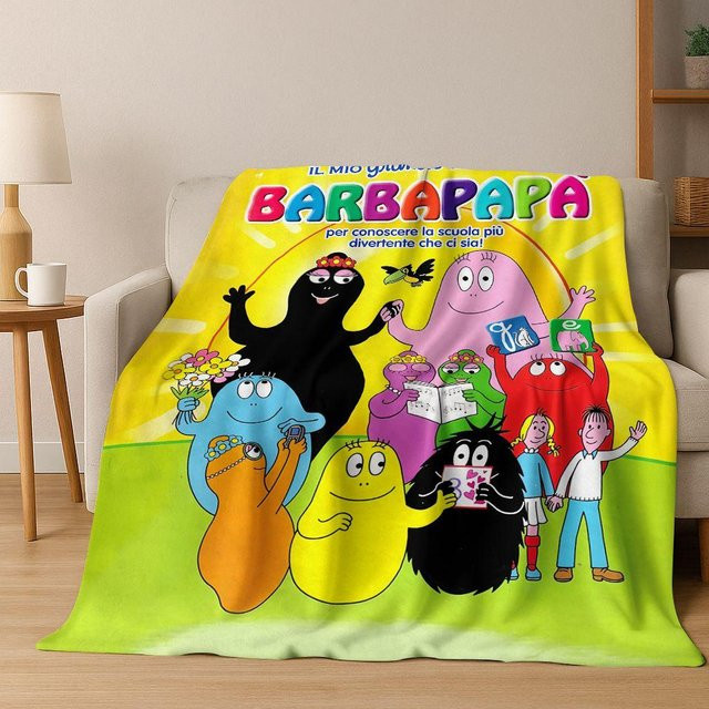 Barbapapa Barbamama Familie 3D Flanelldecke aus weichem Fleece, bunte Überwurfdecke für Kinder, Breite: 75 cm, Tiefe: 90 cm - Bild 1