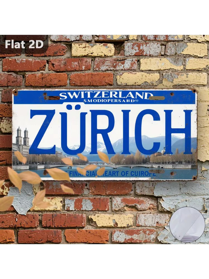Vintage Blechschild CIFBUY Metall-Wanddekoration Zürich Schweiz Retro Design für Café und Garage - Bild 6