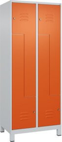C+P Z-Spind Classic PLUS mit 4 Fächern, grau und orange, mit Zylinderschloss und Soft-Anschlag, B/T/H: 80 x 50 x 195 cm - Bild 1
