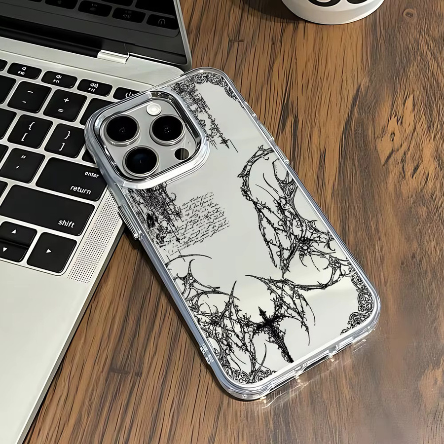 Schwarze Handyhülle im Retro-Gothic-Y2K-Stil für Xiaomi Redmi Note und Pro Modelle (Transparent) - Bild 2