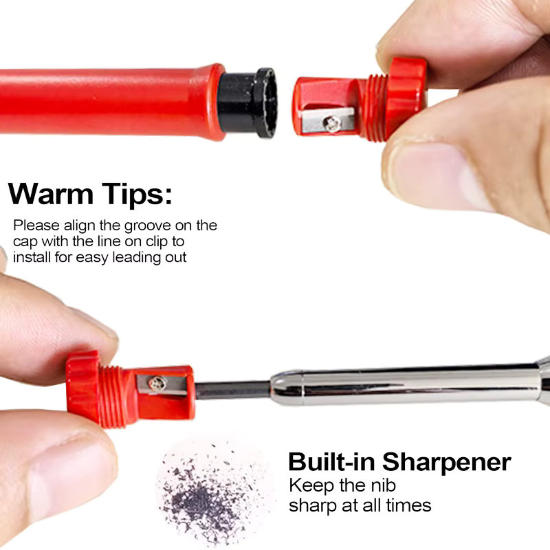 MROOFUL Metall-Automatikbleistift Set mit integriertem Spitzer und 2,8 mm Graphit Mine in 6 Farben - Bild 2