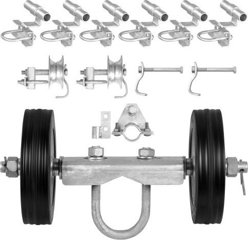 VEVOR Schiebetor-Set Typ C mit zwei 146 mm Radhalterungen und Führungsrolle in Silber - Bild 1