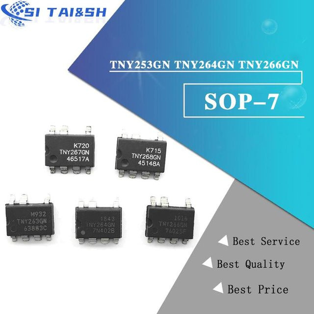 5er Set Si Tai&SH SMD-7 Power Management ICs TNY253GN TNY264GN TNY266GN TNY267GN TNY268GN TNY274GN TNY276GN TNY277GN TNY278GN TNY280GN TOP223GN TOP232GN TOP258GN in Schwarz - Bild 1