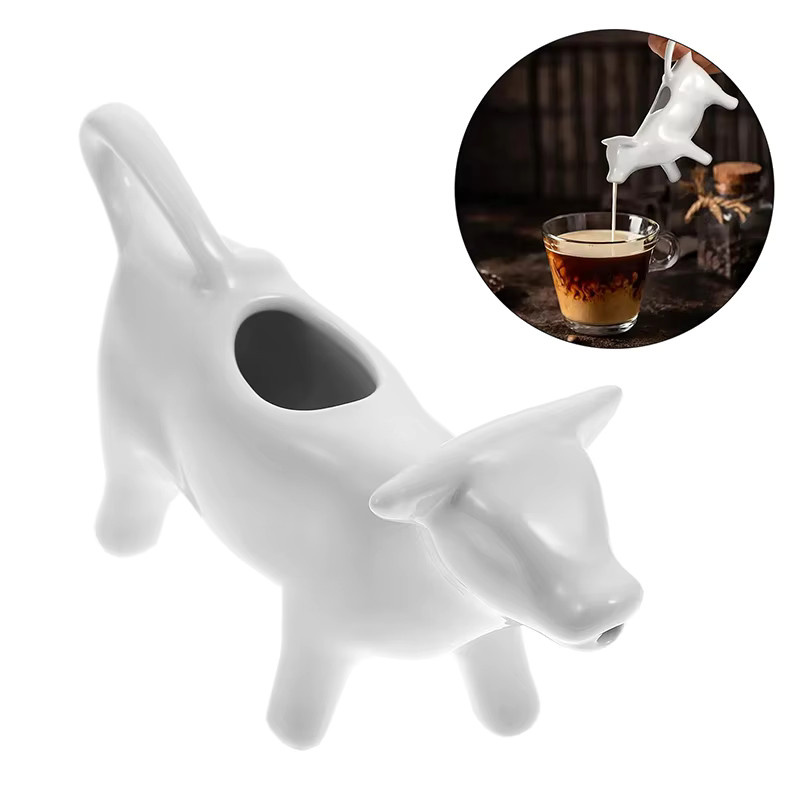 Keramik Milchkännchen in Kuh-Design, weißer Servierkrug für Milch, Soße oder Sauce, 1 Stück - Bild 2