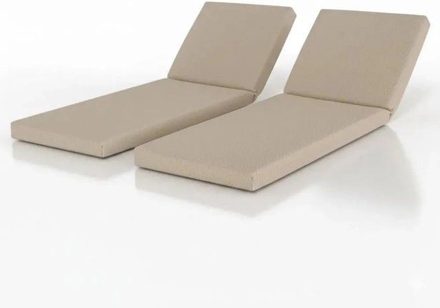 Beautissu 2er Set Deckchair Auflagen Beige, wasserabweisend und UV-beständig, B/H: 60 x 190 cm - Bild 1
