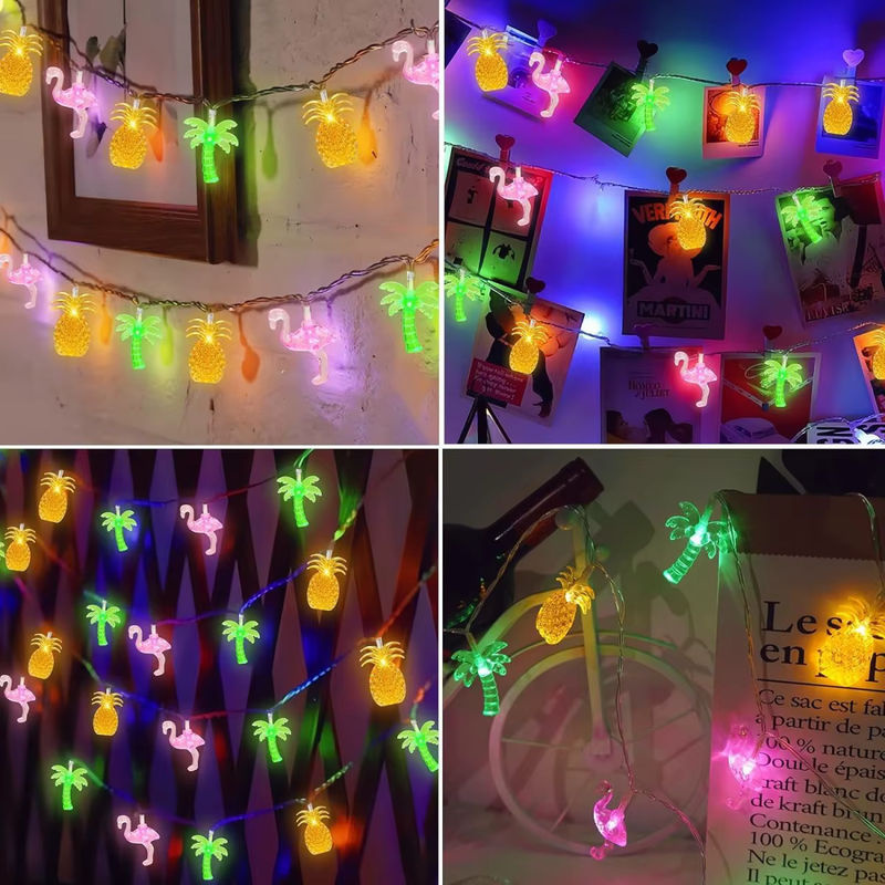 Peach Forest LED Lichterkette mit Flamingo, Ananas und Palme in Multicolour, batteriebetrieben für tropische Atmosphäre - Bild 2