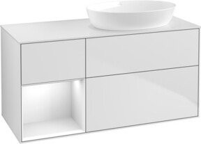 V&B Waschtischunterschrank Finion mit Wandbeleuchtung, Farbe Weiß lackiert, Breite: 120 cm, Tiefe: 50,1 cm, Höhe: 50,1 cm - Bild 1