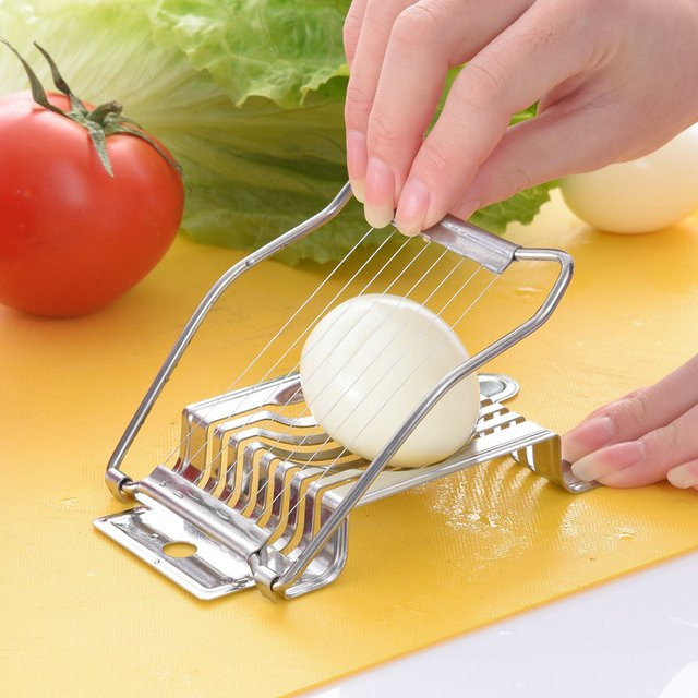 DUTRIEUX Multifunktionaler Slicer aus Edelstahl und Kunststoff für Schinken, Eier und Obst in Weiß und Gelb - Bild 1