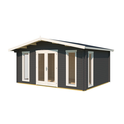 Lasita Holz-Gartenhaus Elgin Blockbohlenhaus mit Satteldach in Gold und Grau, B/T/H: 480 x 360 x 268 cm - Bild 3