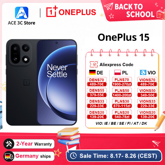 OnePlus 15 5G Smartphone Schwarz mit 256 GB Speicher, Snapdragon 8 Elite Gen 5, 165-Hz-Display, 7300 mAh Akku, 120 W Ladung, NFC und eSIM - Bild 1