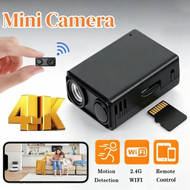 4K WLAN Camcorder mit Nachtsicht und Bewegungserkennung für die Innenraumüberwachung in Schwarz - Bild 1