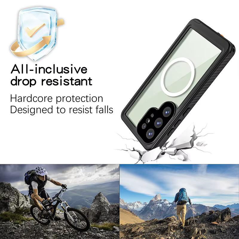Samsung Galaxy S25 Ultra Handyhülle mit Magnetfunktion, wasserdicht und 360-Grad-Fallschutz in Schwarz - Bild 3