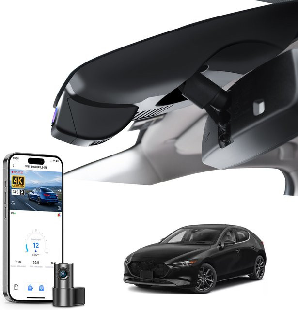 Mangoal 4K UHD Dashcam für Mazda 3 (2019-2026) Modell A/B in Schwarz mit GPS und WiFi App-Steuerung - Bild 1