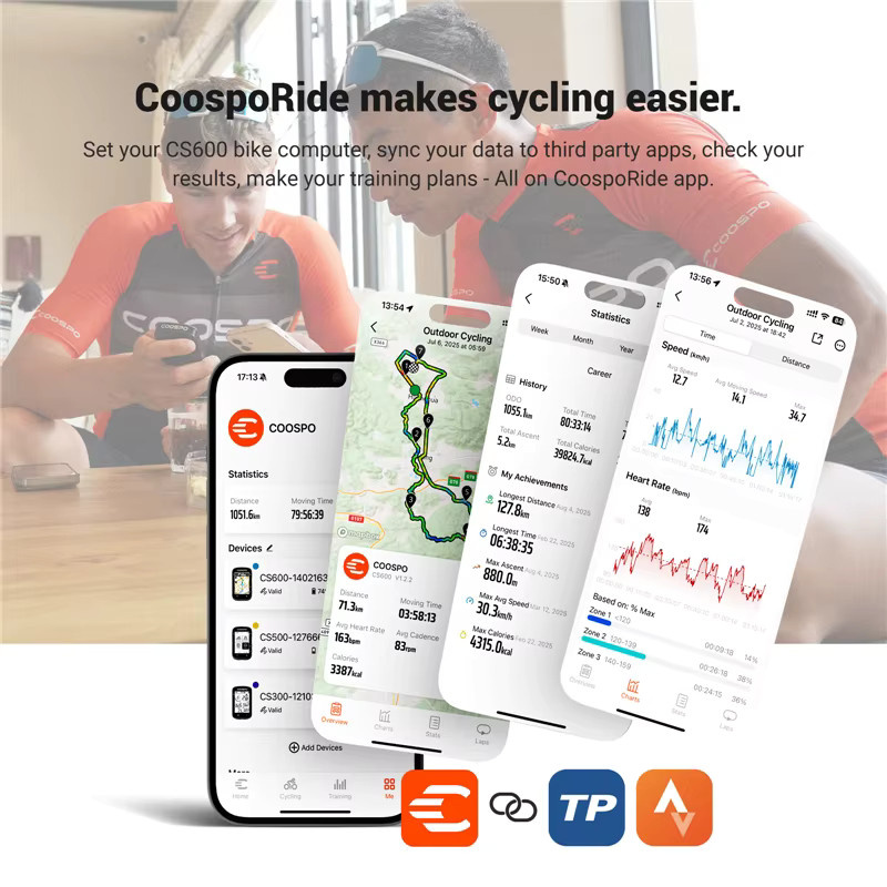 COOSPO CS600 GPS-Fahrradcomputer mit farbigem Karten-Touchscreen und Navigation in Schwarz und Bunt - Bild 4