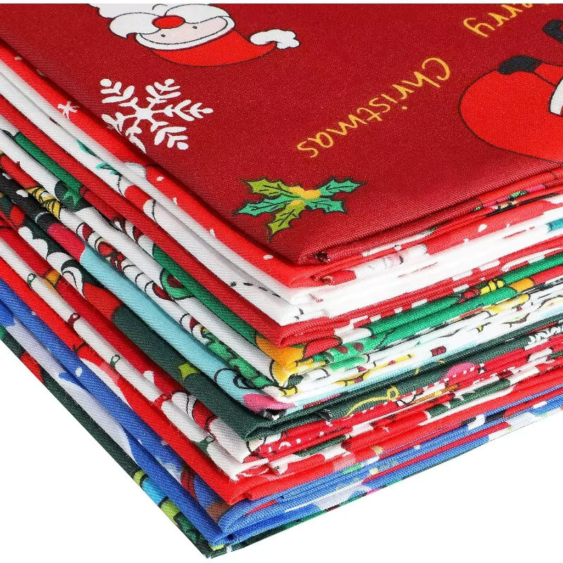 Weihnachtsserie Twill Baumwollstoff für Patchwork und DIY-Handarbeiten, 16 Stück, Mehrfarbig - Bild 2