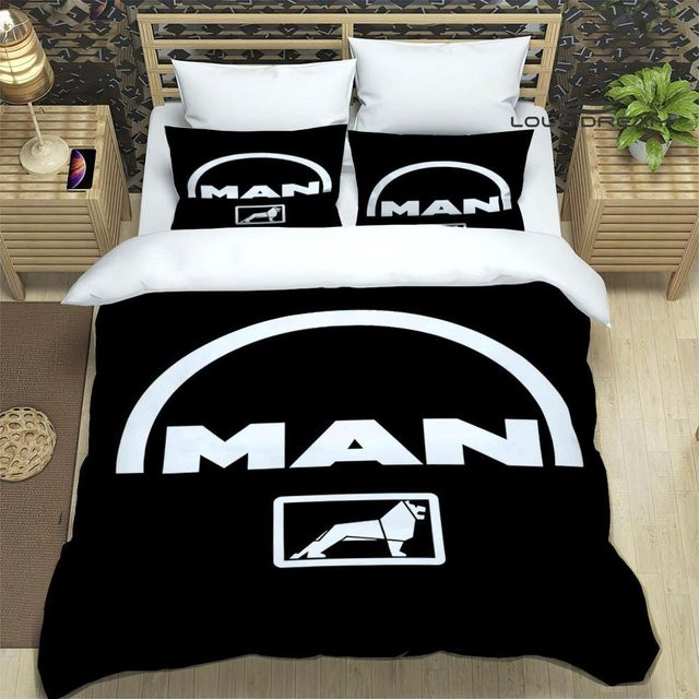 M-Man Bettwäsche-Set mit LKW Retro-Print, Farbe Schwarz, B/H: 135 x 200 cm - Bild 1
