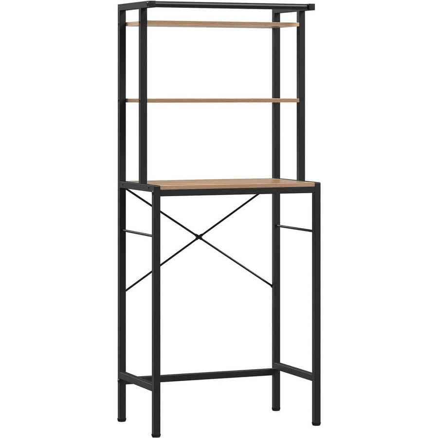 EUGAD Mehrzweckregal als Waschmaschinenregal oder WC Regal aus Metall und Holzwerkstoff, Farbe: Schwarz oder Beige, H x B x T: 162 x 40 x 20 cm - Bild 2