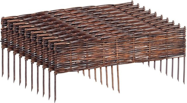 Relaxdays Beeteinfassung aus Weide in Braun, 10er Set, Höhe: 20 cm, Länge: 100 cm - Bild 1