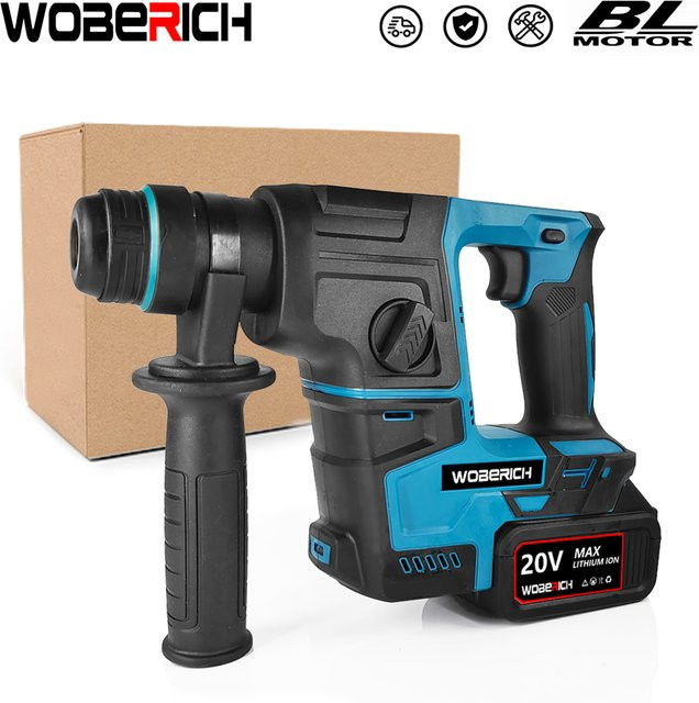 WOBERICH Elektrischer bürstenloser Bohrhammer, kabelloser Akku-Bohrhammer für Makita LXT 18 V, Schwarz - Bild 1