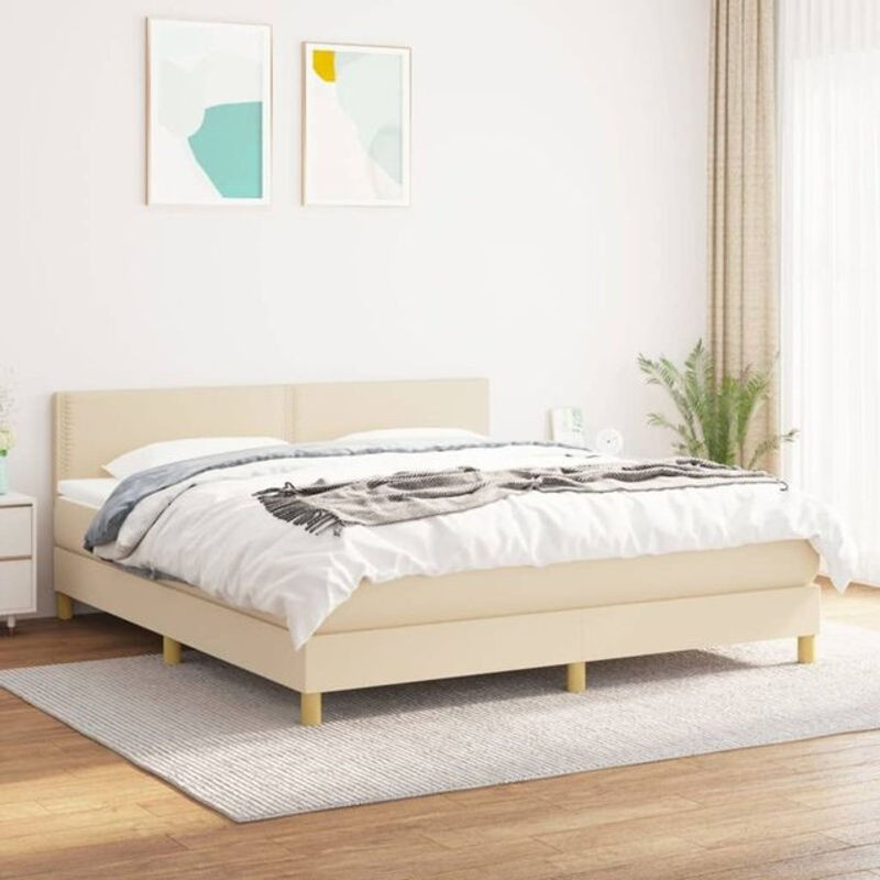 vidaxl Boxspringbett mit Matratze in Beige aus Stoff und Holzwerkstoff B/T/H: 180 x 200 x 78 cm - Bild 1