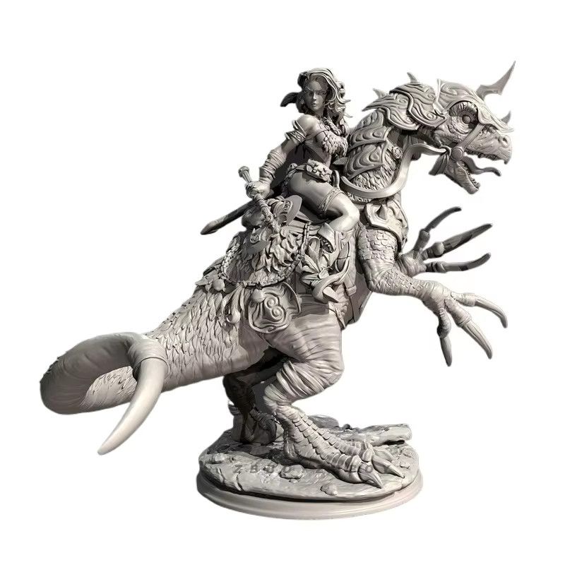 Novivis Dinosaurier Kriegerin Harz Modell Figur, 3D Gedruckte Miniatur in Weiß, Unmontiert und Unbemalt - Bild 2