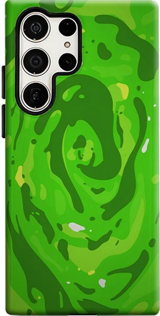 Glänzende Doppelschicht-Handyhülle mit grüner Wirbel-Textur für Samsung Galaxy S25 Ultra, S24 und S23 Ultra Plus - Bild 1