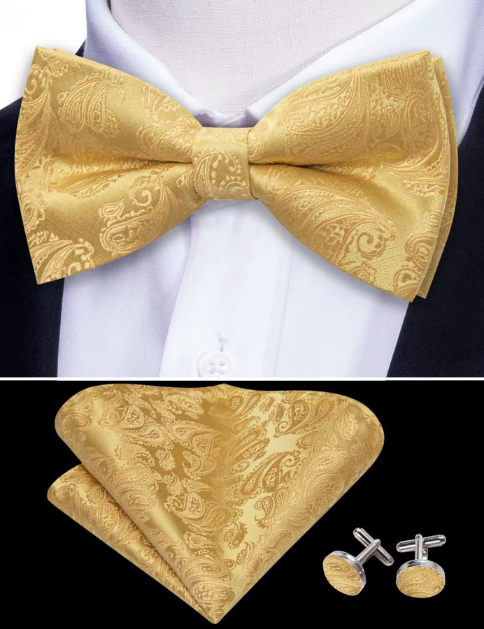 Barry.Wang Schmuck-Set Fliege und Manschettenknöpfe, Paisley, Herren - Bild 4