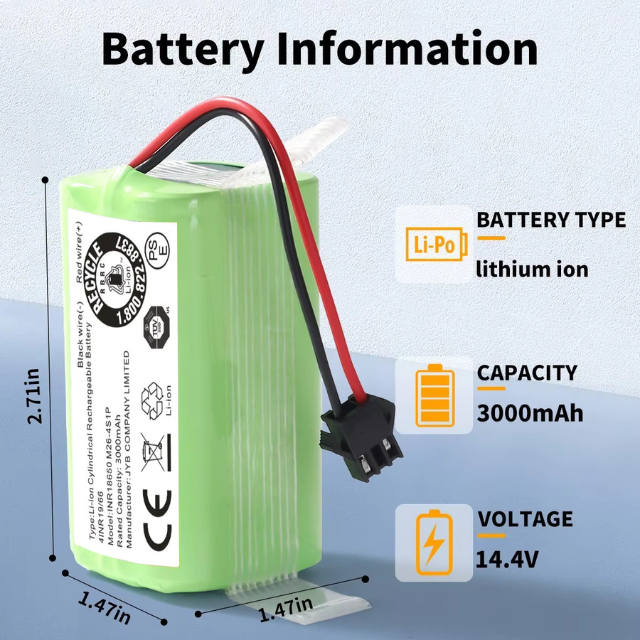 Aleaivy Ersatzakku 14,4V 2800mAh kompatibel mit Eufy RoboVac 11 11S 30 15C 15T 12 35C und Ecovacs Deebot N79S DN622 in Grün - Bild 4